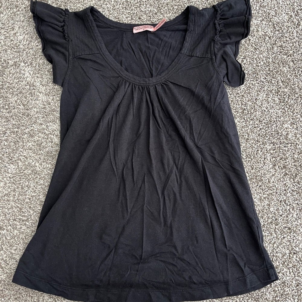 Juicy Couture Y2K Black Ruffle Sleeve Shirt